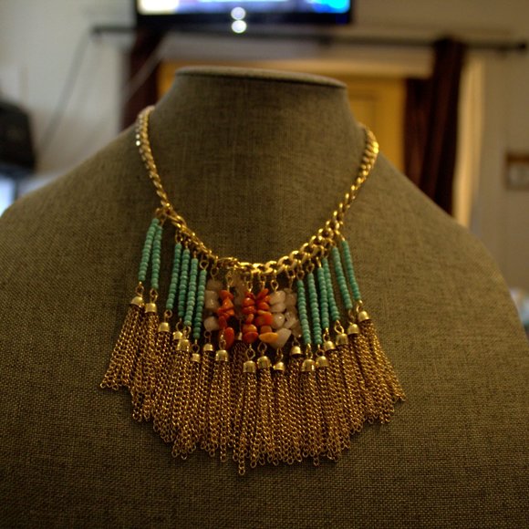 Gold Gennaro Multicolored Bead/Gemstone Tassels - Picture 2 of 2